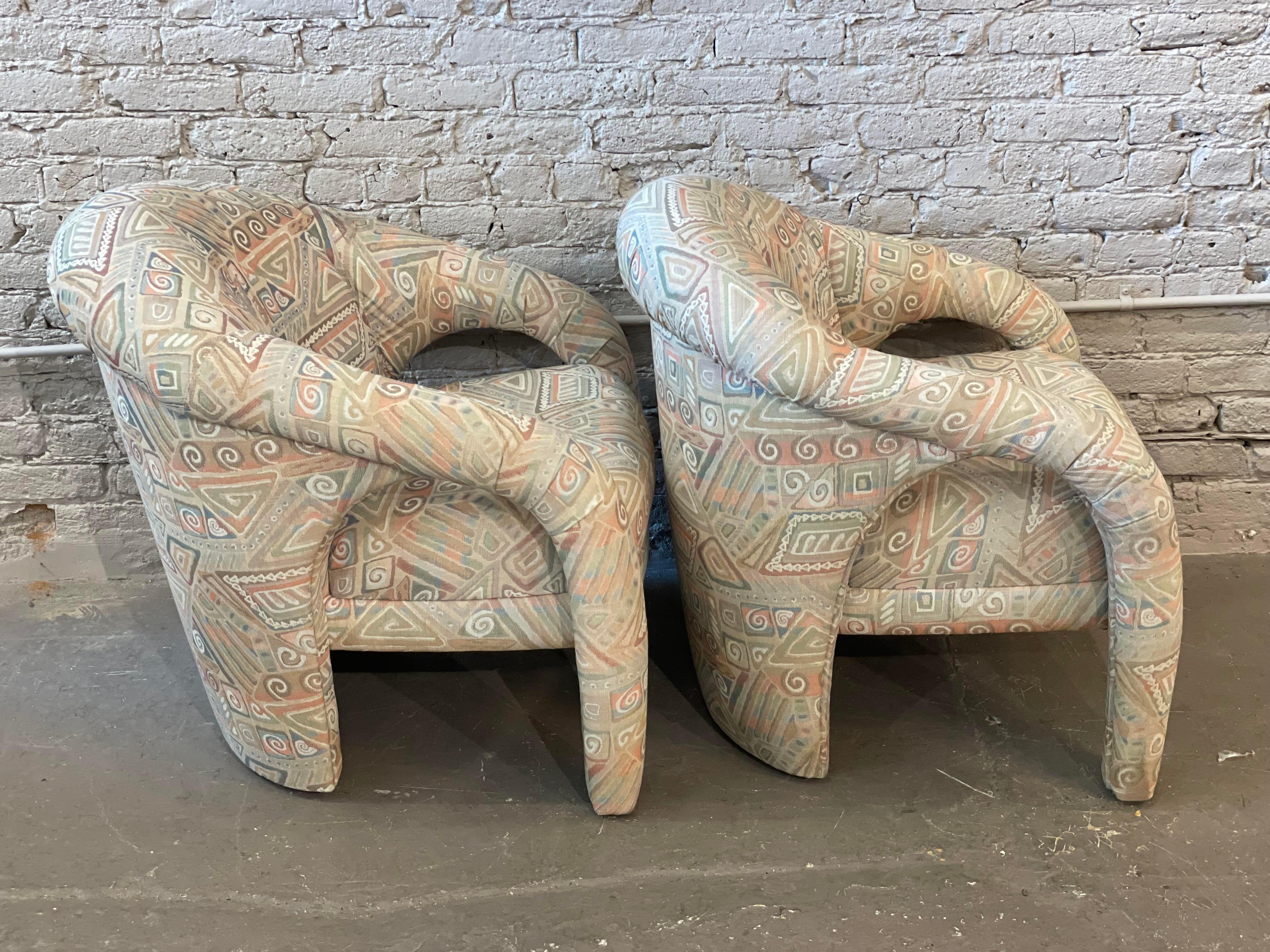 Late 20th Century 1980s Postmodern Arc Chairs, a Pair For Sale