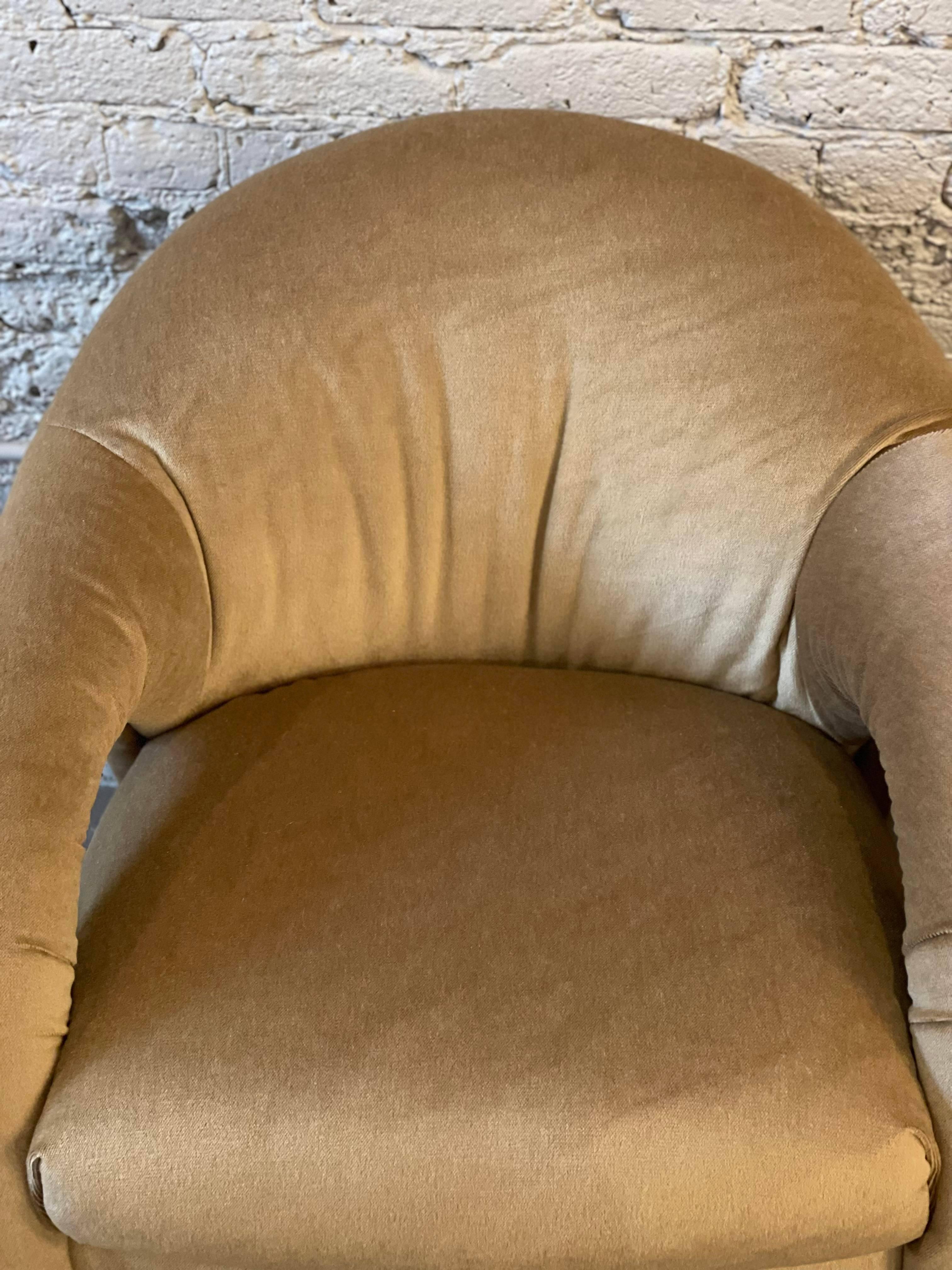 20th Century 1980s Postmodern Arc Sculptural Chairs in Camel Mohair, a Pair For Sale