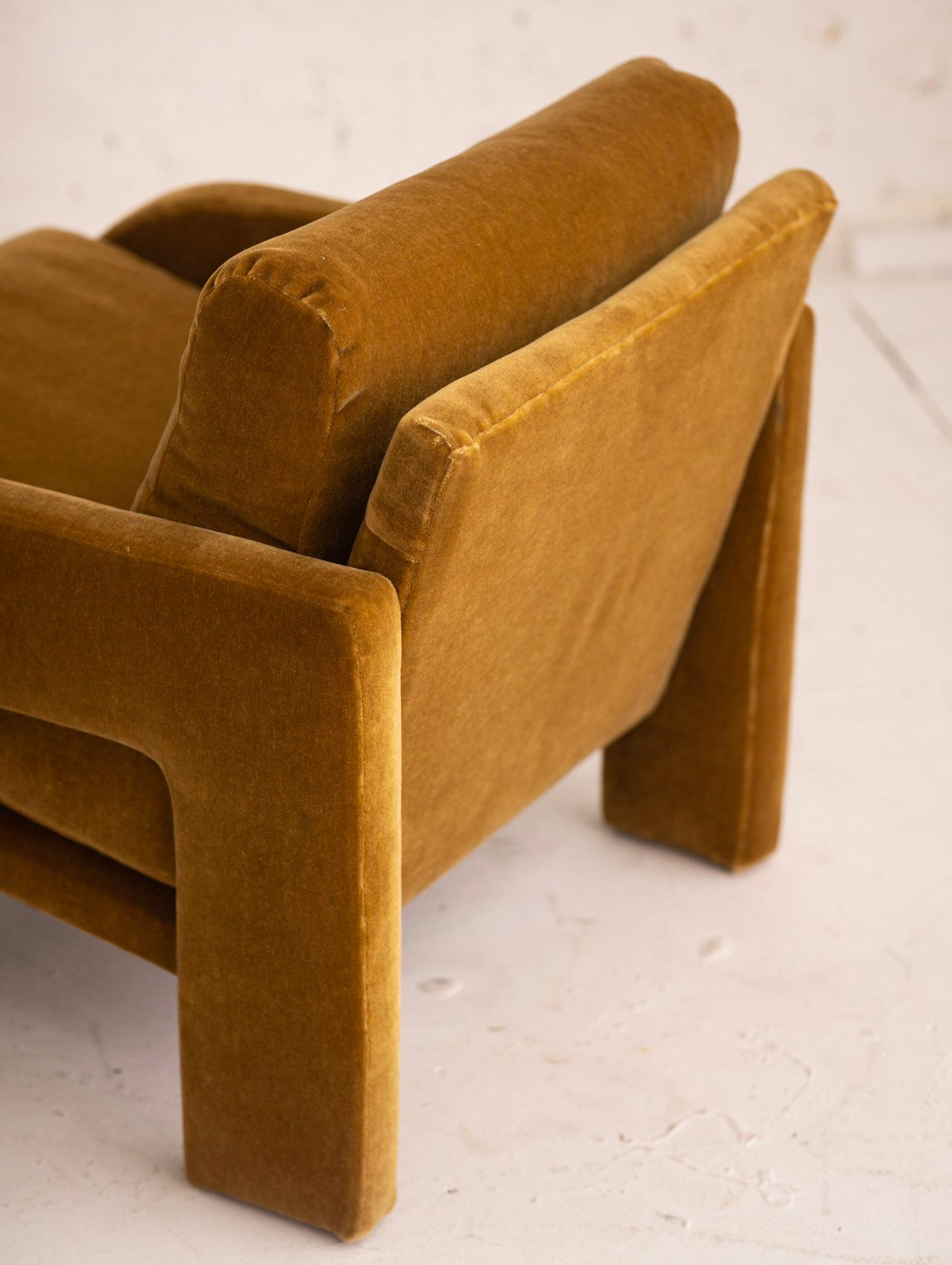 1980s Postmodern Architectural Armchair in Camel Mohair 5