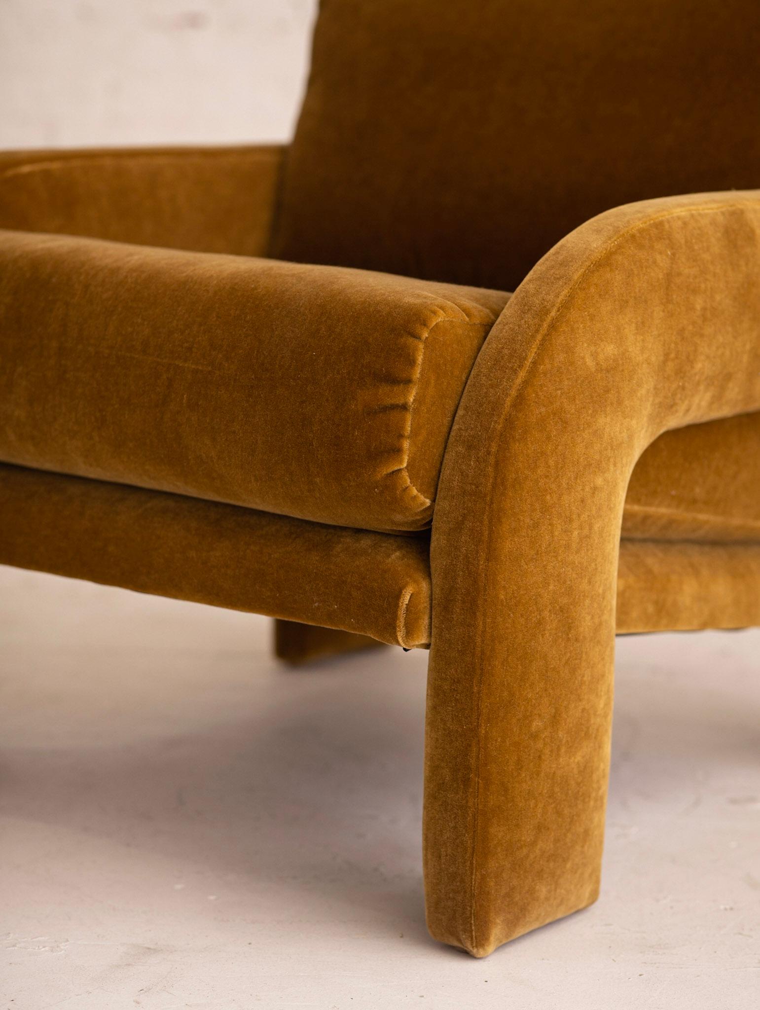 1980s Postmodern Architectural Armchair in Camel Mohair 6
