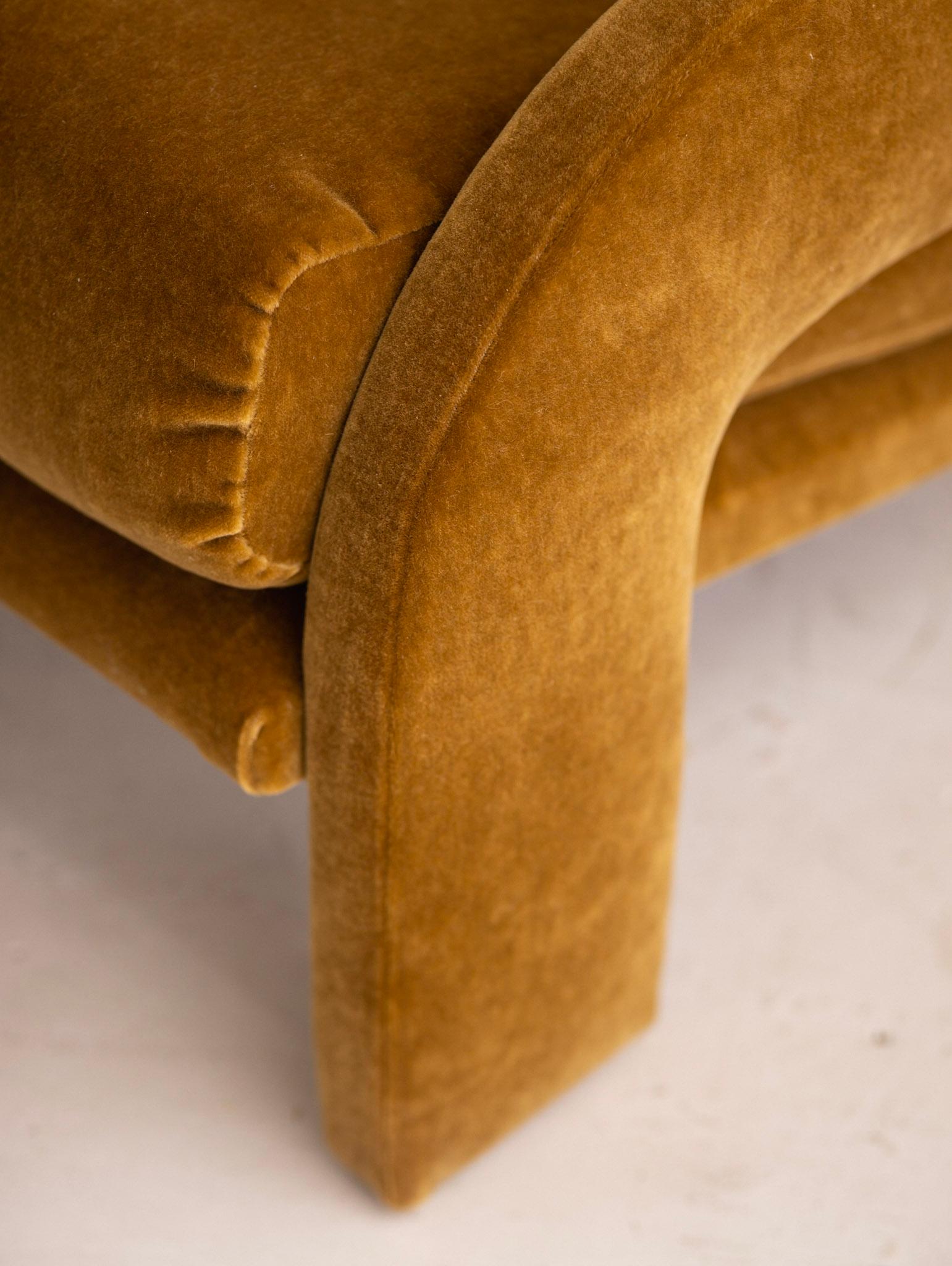 1980s Postmodern Architectural Armchair in Camel Mohair 8