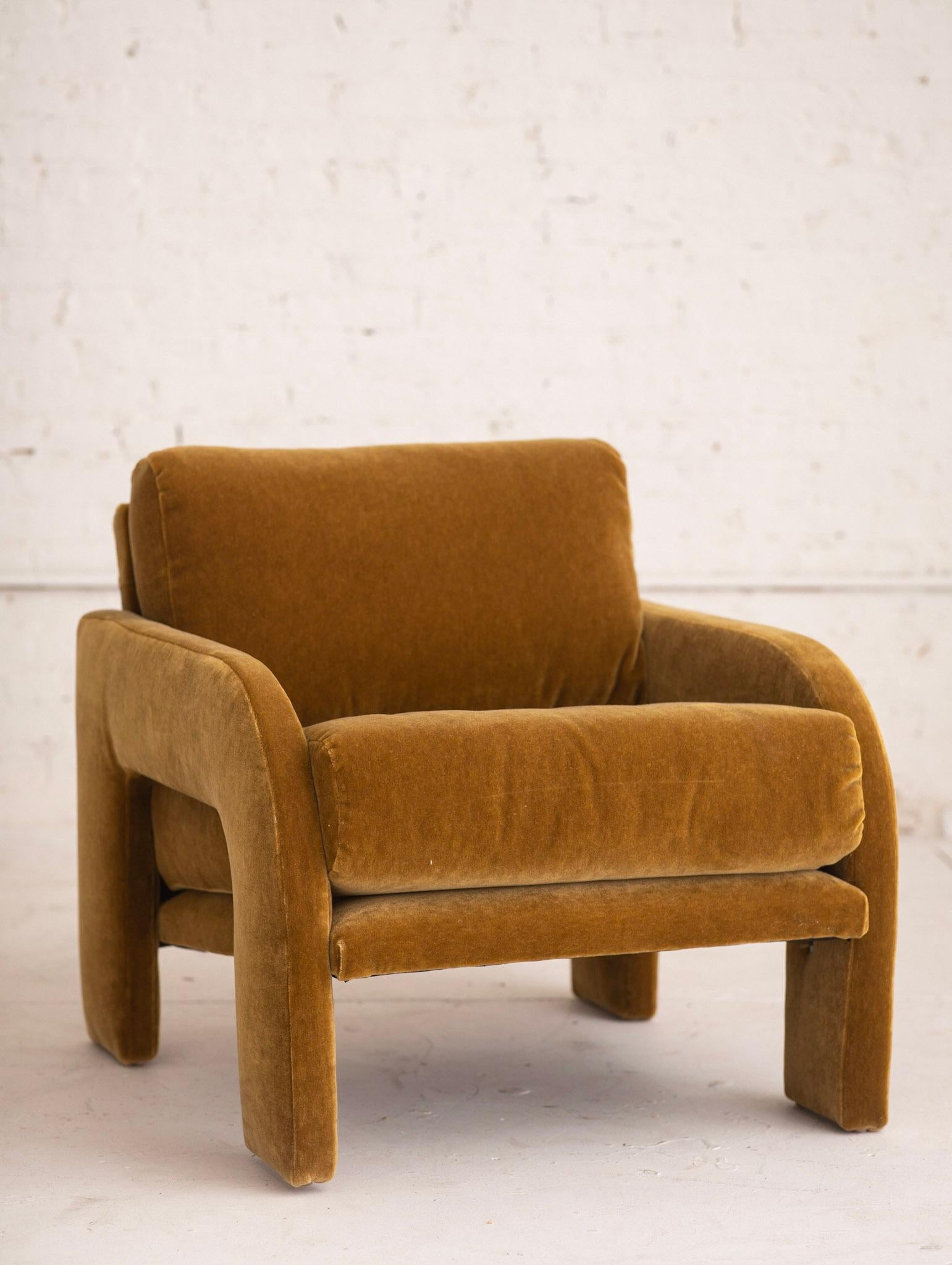 Post-Modern 1980s Postmodern Architectural Armchair in Camel Mohair