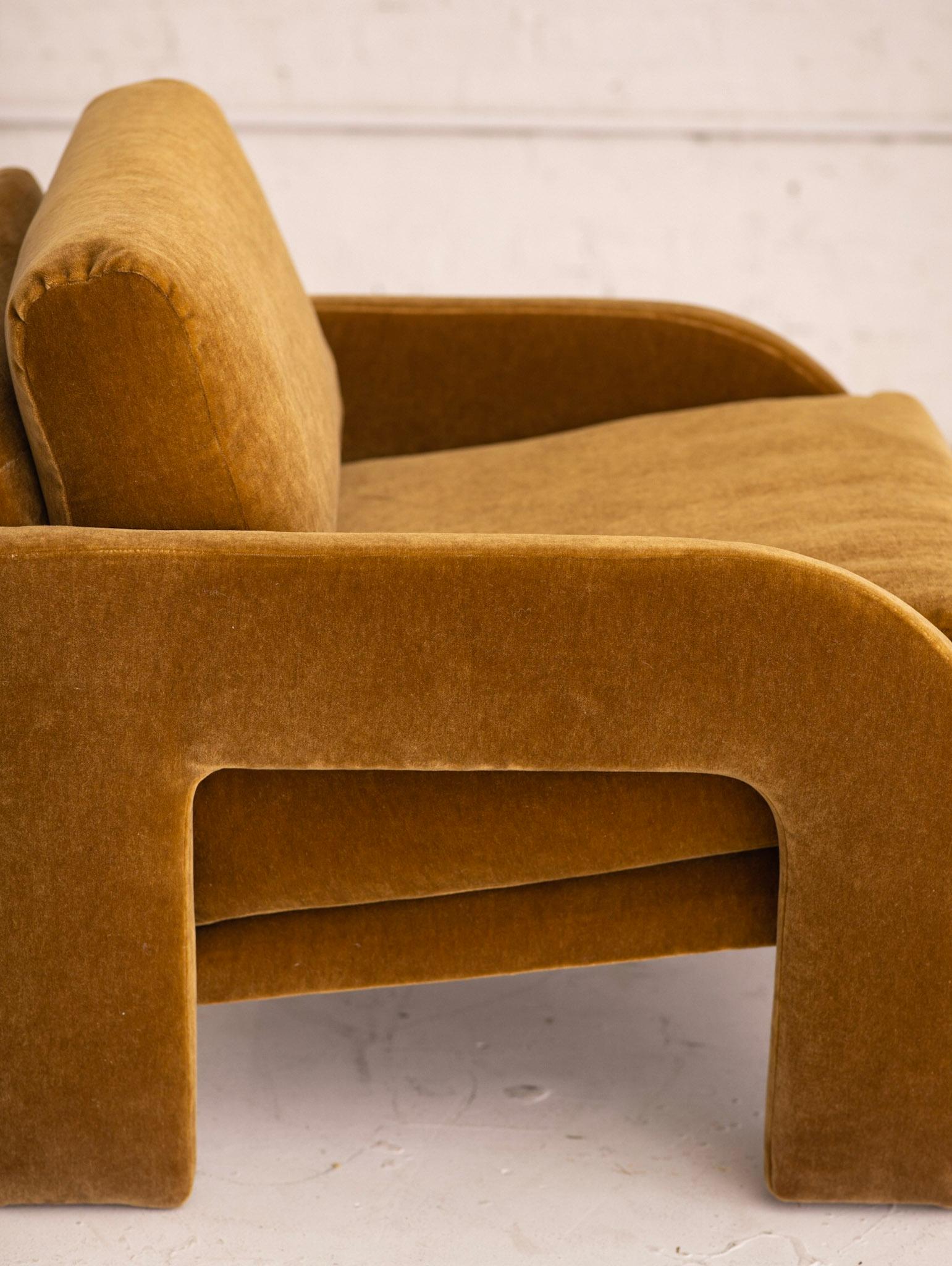 Late 20th Century 1980s Postmodern Architectural Armchair in Camel Mohair
