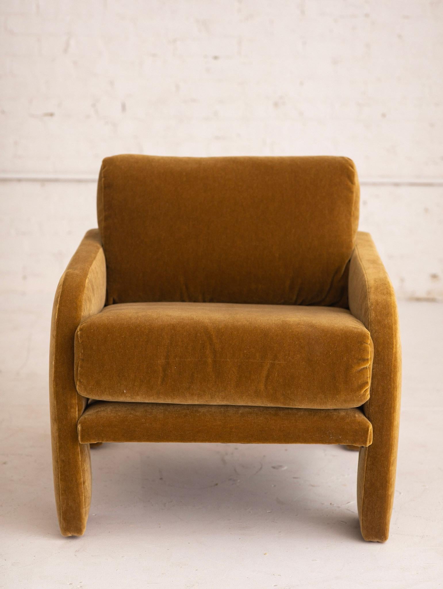 1980s Postmodern Architectural Armchair in Camel Mohair 3
