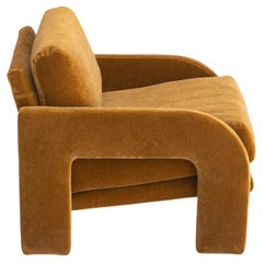 Vintage 1980s Postmodern Architectural Armchair in Camel Mohair