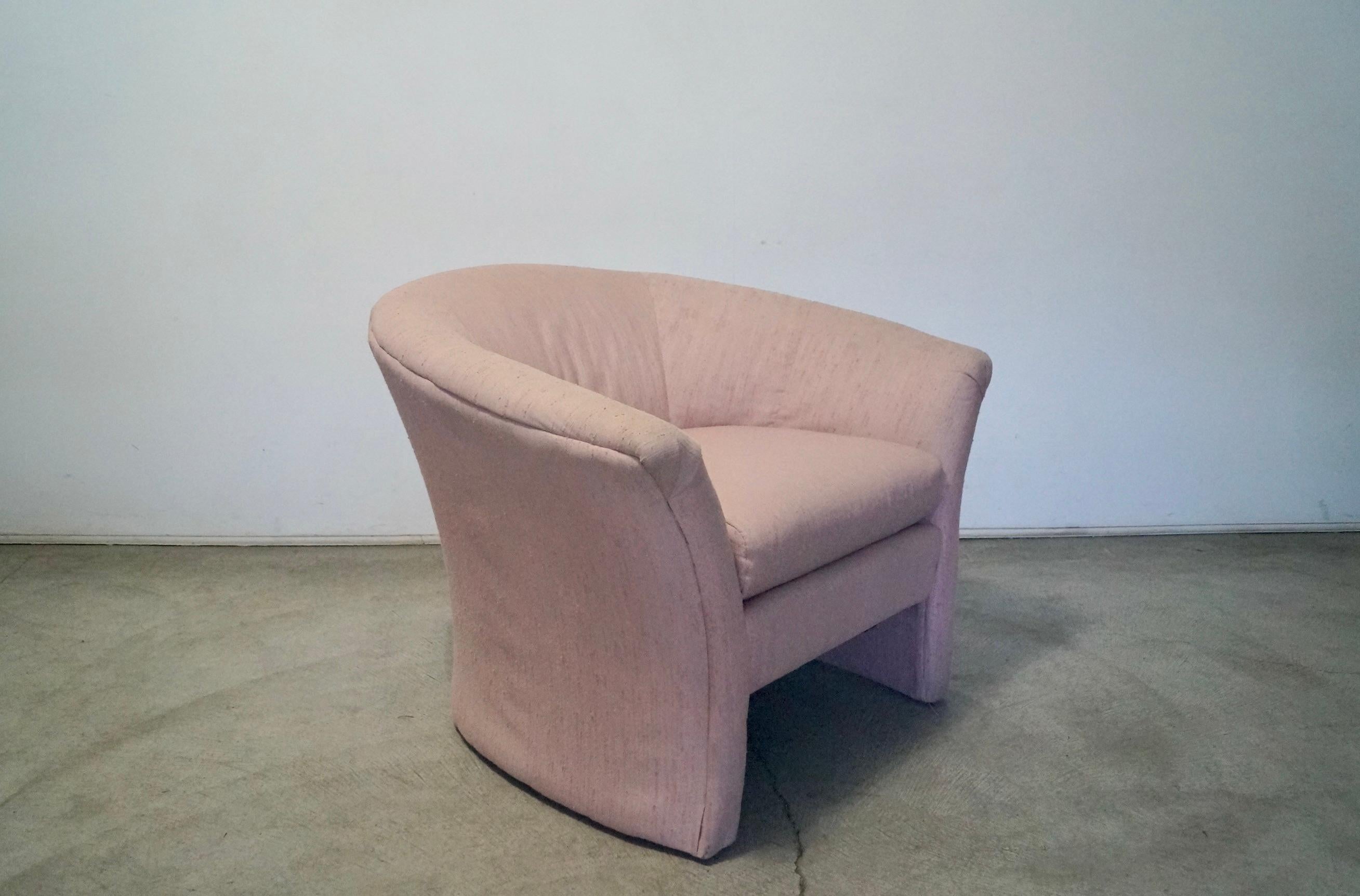 1980's Postmodern Art Deco Barrel Club Lounge Chair For Sale 9