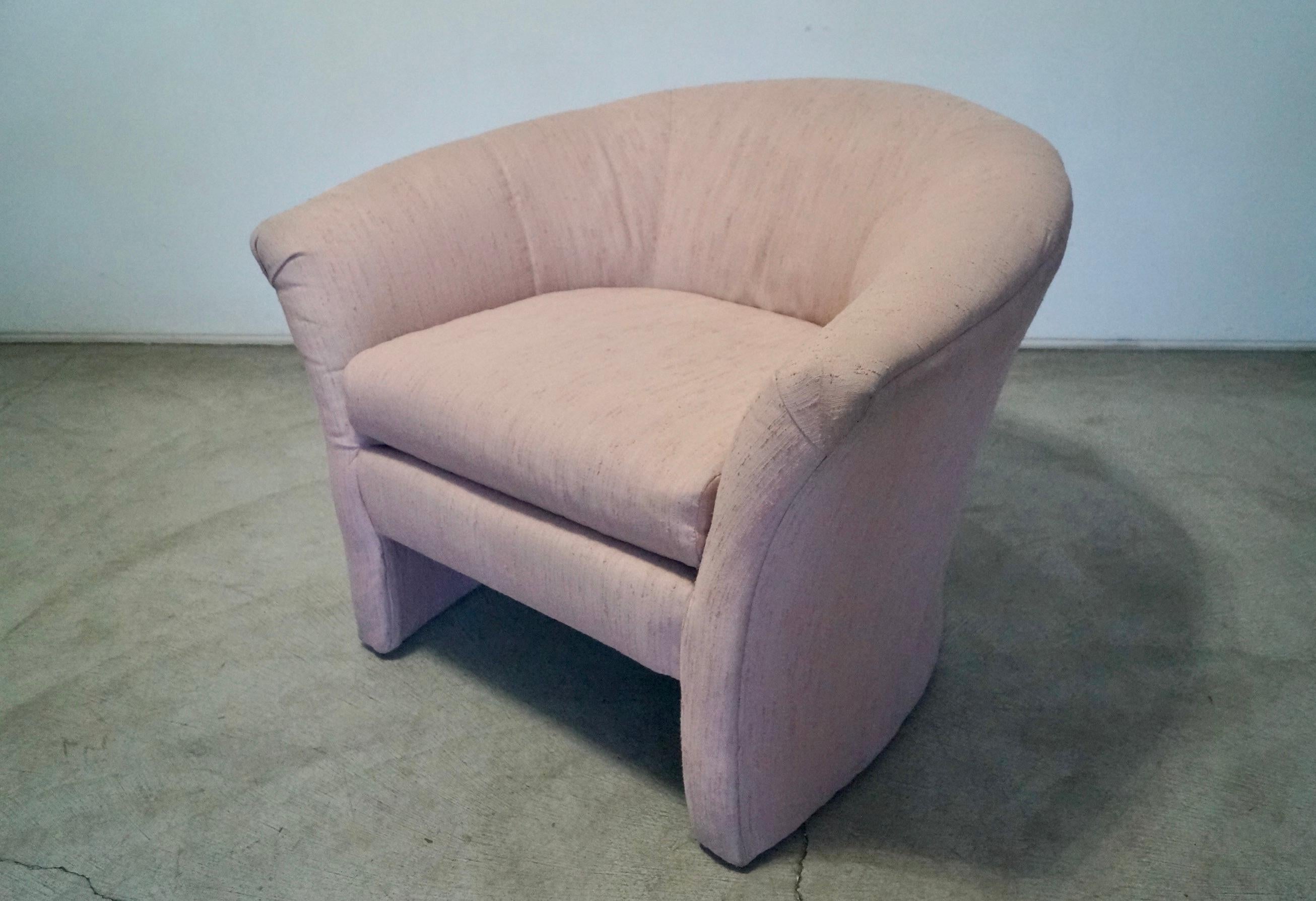 1980's Postmodern Art Deco Barrel Club Lounge Chair For Sale 13
