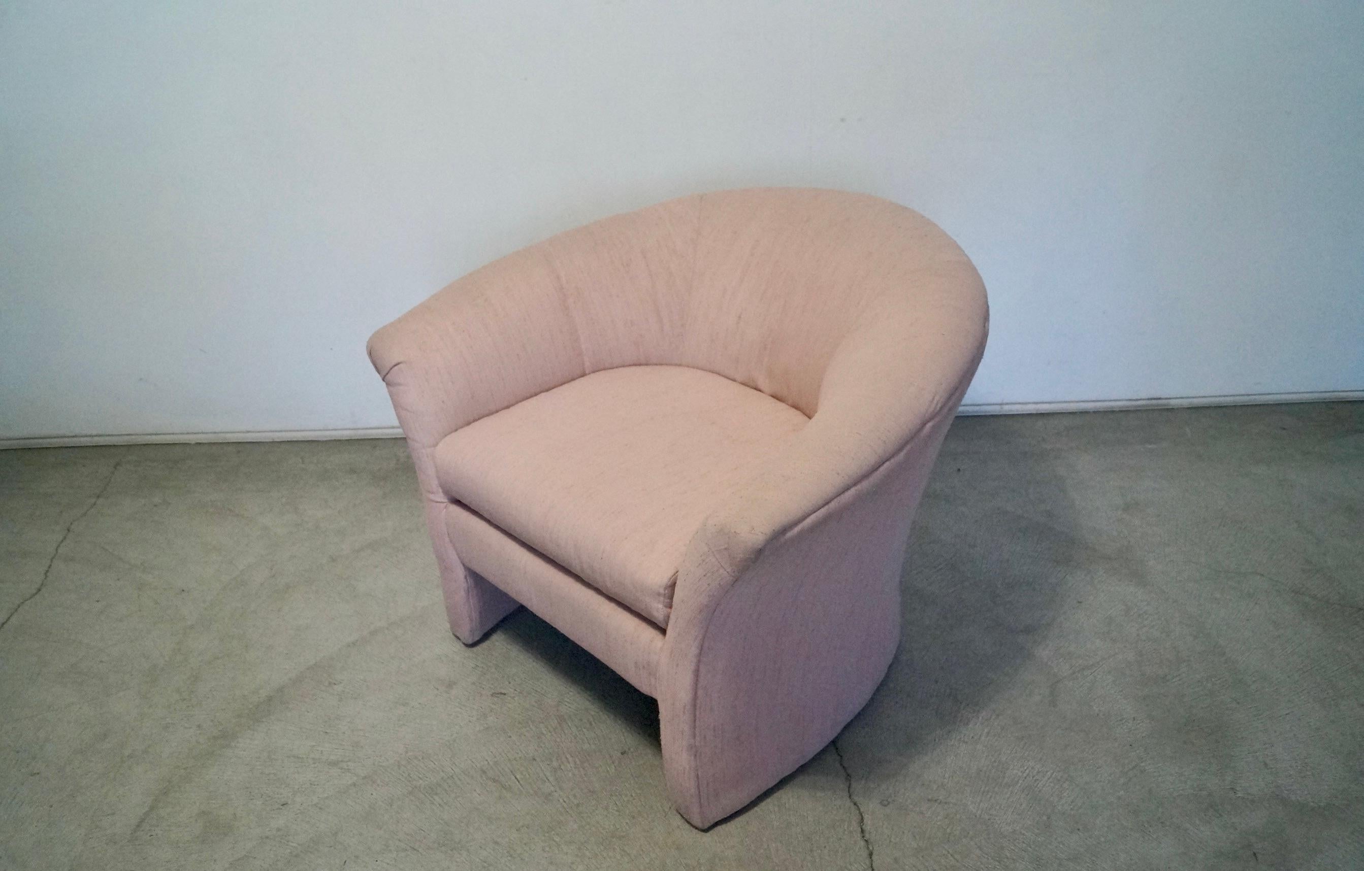American 1980's Postmodern Art Deco Barrel Club Lounge Chair For Sale