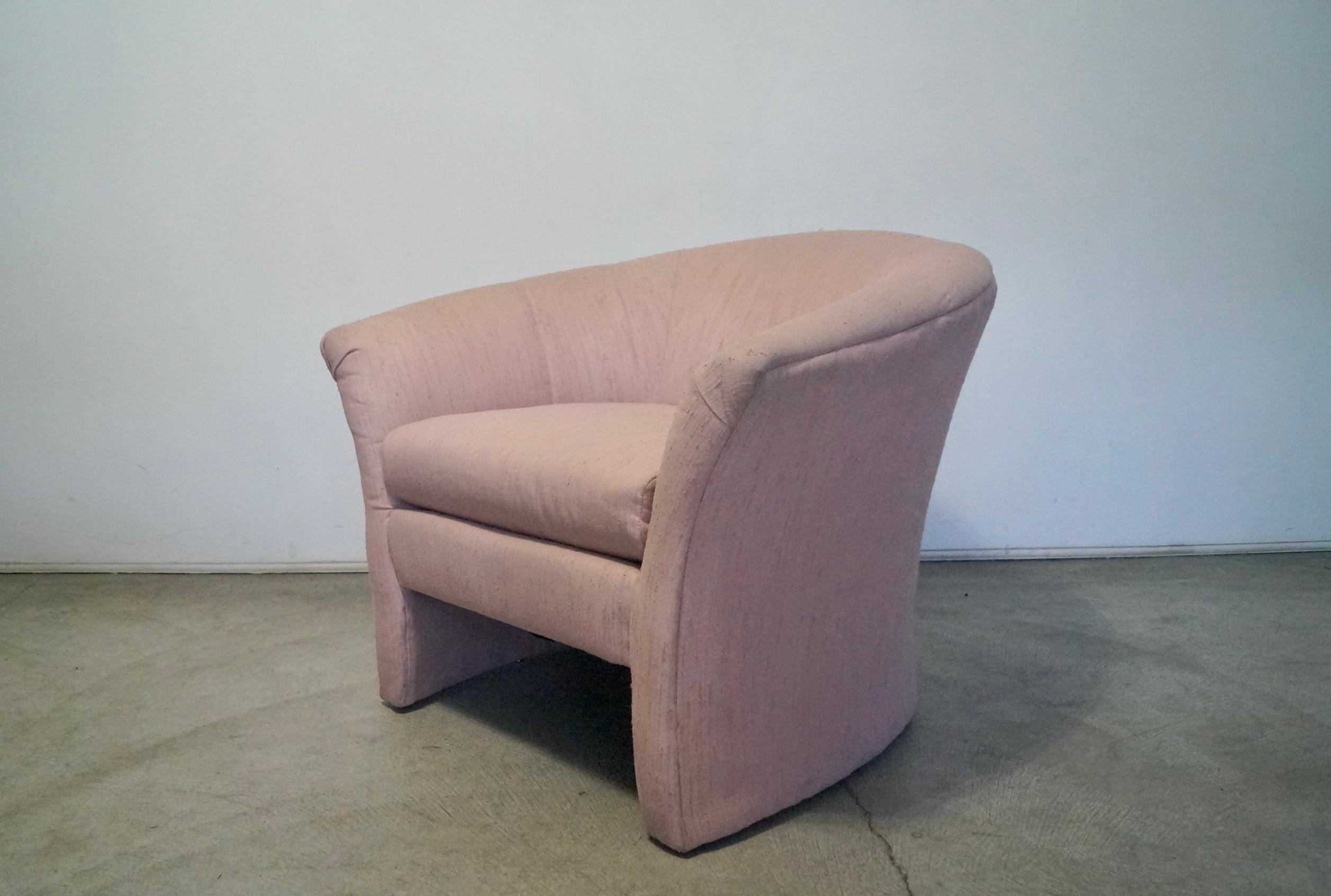 Late 20th Century 1980's Postmodern Art Deco Barrel Club Lounge Chair For Sale