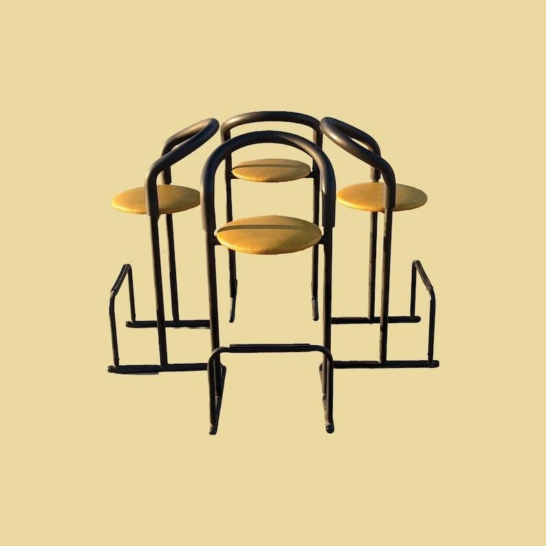 Post-Modern 1980's Postmodern Barstools by Les Industries Amisco, Canada, Leather Minimalist For Sale