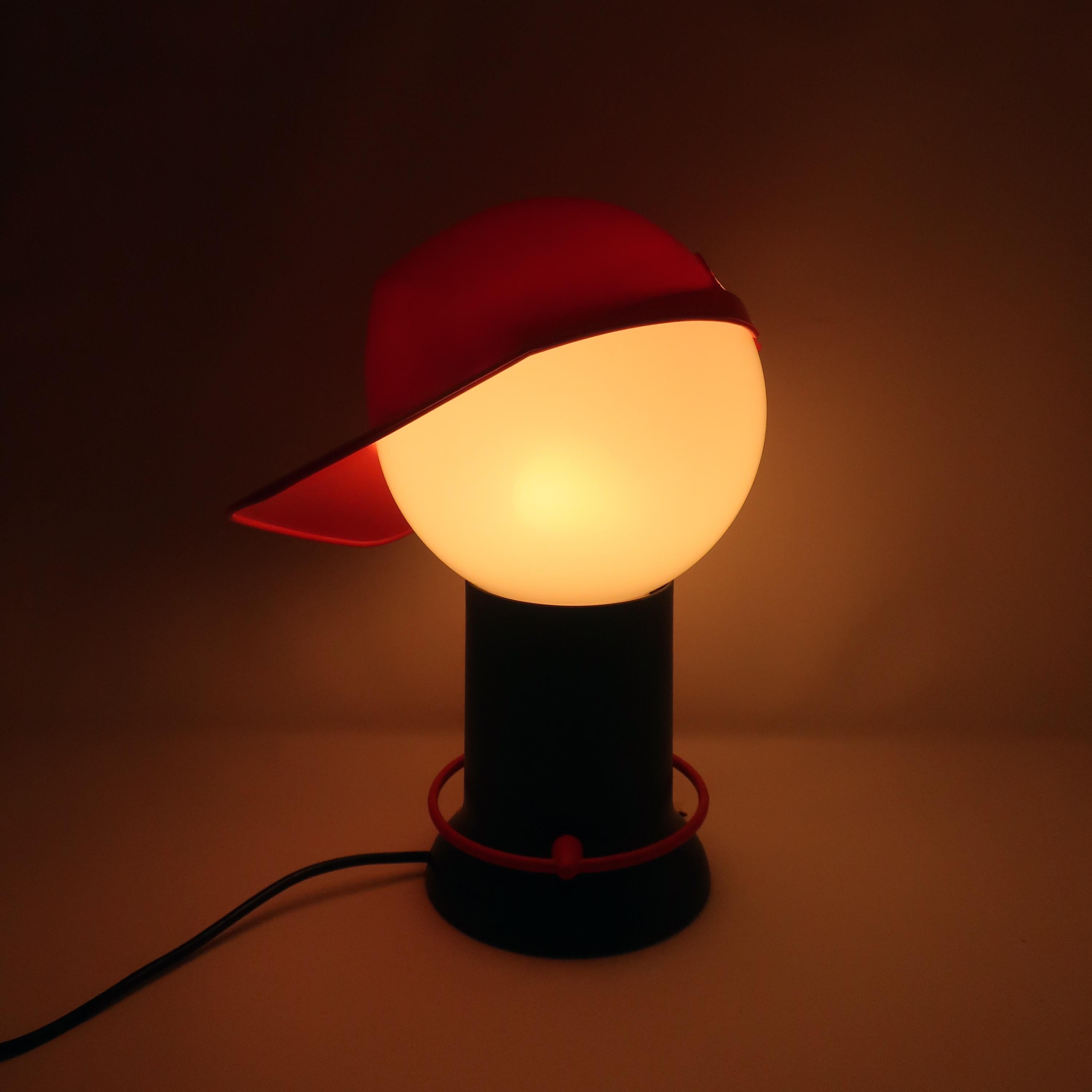 1980s Postmodern Baseball Cap Table Lamp by Giorgetto Giugiaro for Bilumen For Sale 4