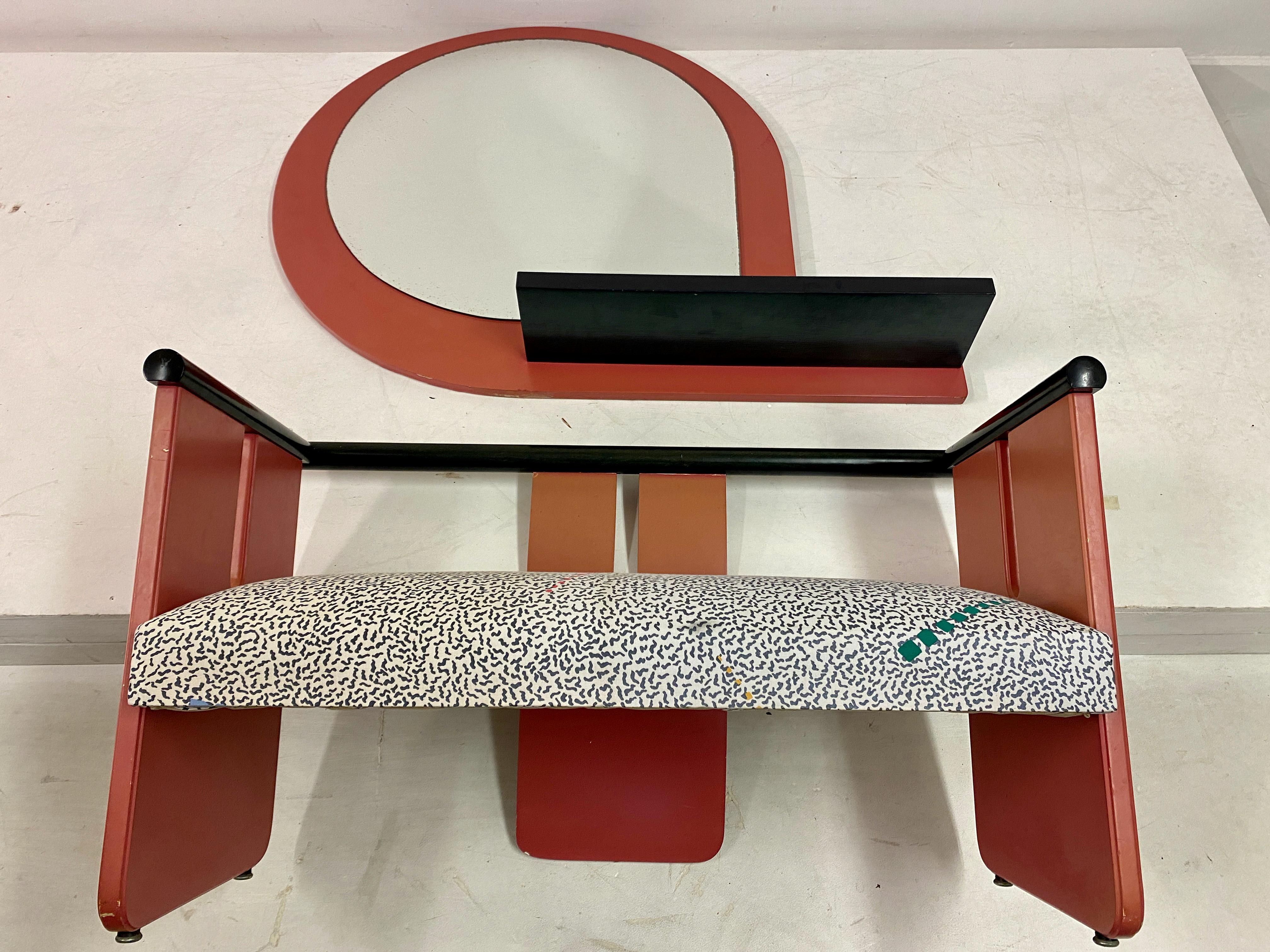 1980S Postmodern Bench And Mirror For Sale 5