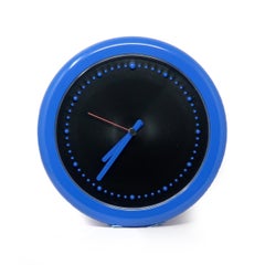 Orologio da parete postmoderno anni '80 Rexite Zero 980 nero e blu