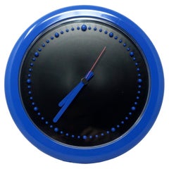 1980s Postmodern Black and Blue Rexite Zero 980 Wall Clock