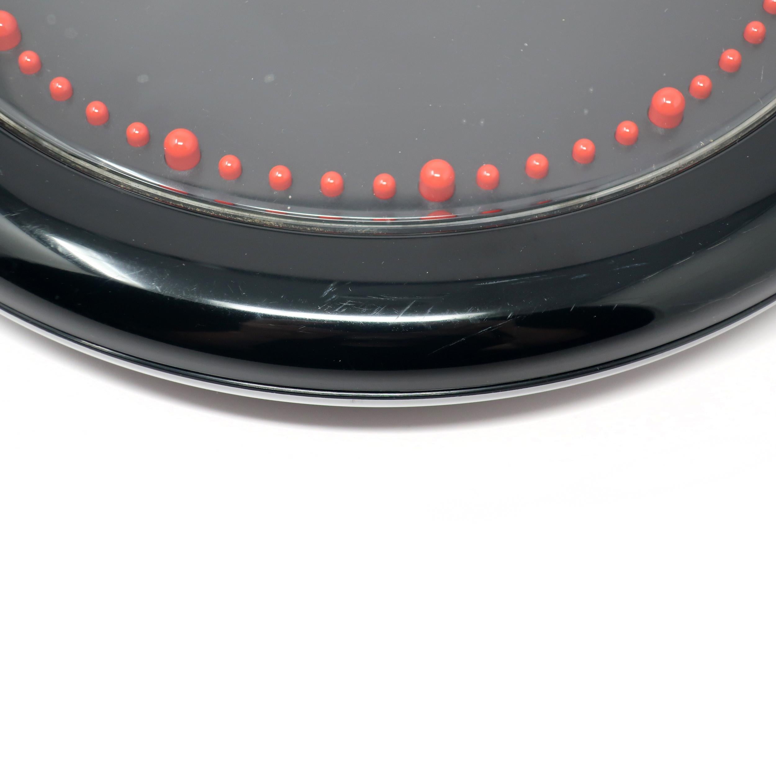 Post-Modern 1980s Postmodern Black and Red Rexite Zero 980 Wall Clock For Sale