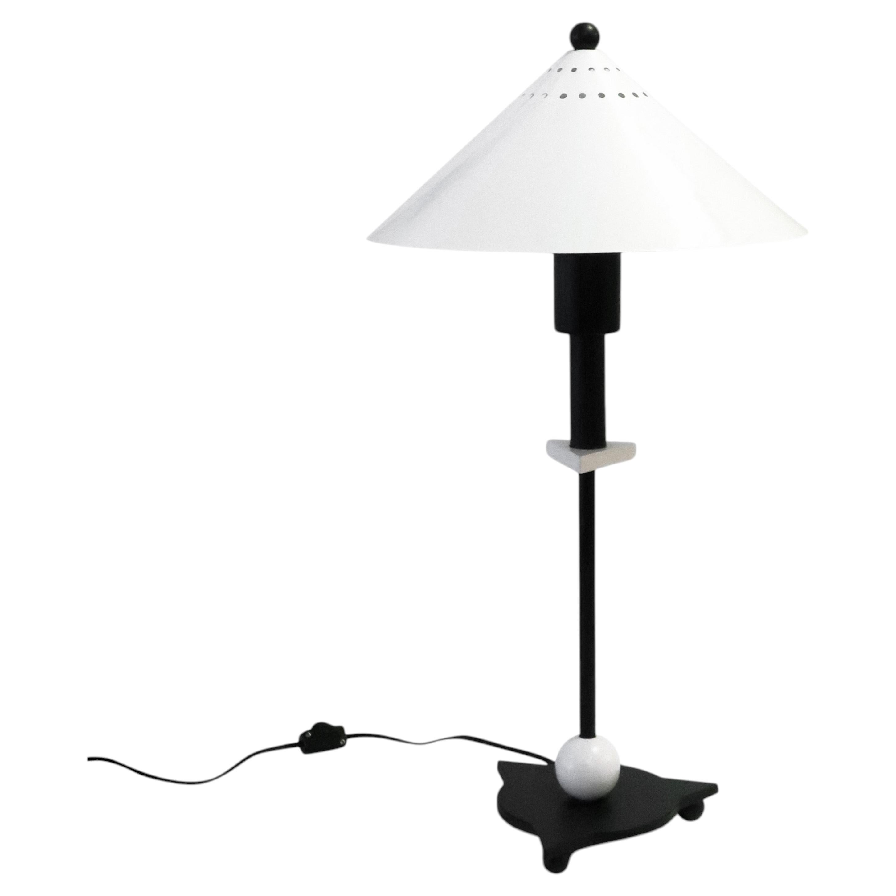 1980s Postmodern Black and White Table Lamp
