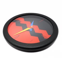 1980s Postmodern Black Empire Art Products Clock