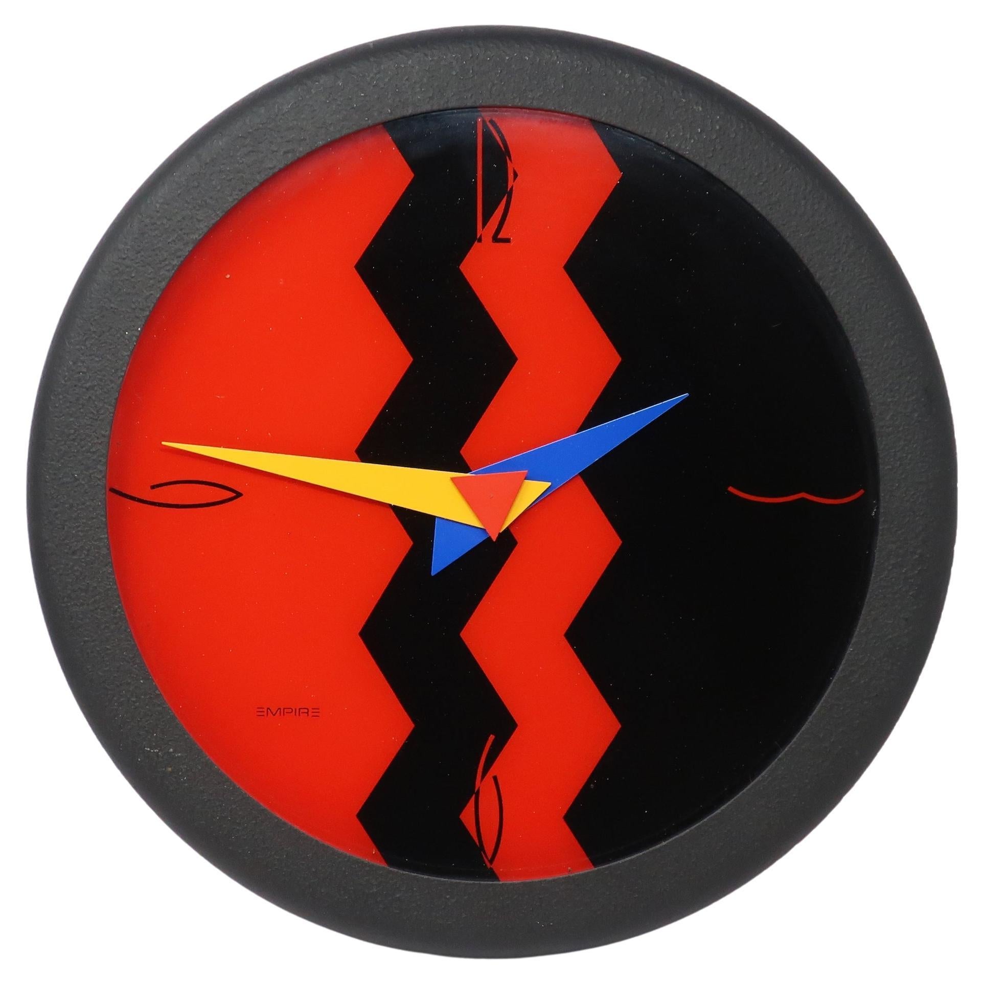 1980s Postmodern Black Empire Art Products Clock