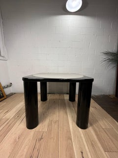 1980s Postmodern Black Lacquer Dining Game Table with Reversible Felt Top