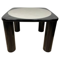 1980s Postmodern Black Lacquer Dining Game Table with Reversible Felt Top