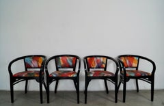 1980's Postmodern Black Lacquered Dining Armchairs by Nienkamper - Set of 4