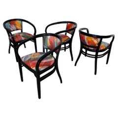 1980's Postmodern Black Lacquered Dining Armchairs by Nienkamper - Set of 4