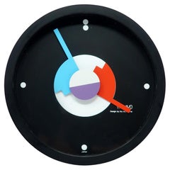 1980s Postmodern Black Wall Clock by Ko Mizuyama for Yachiyo