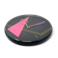 1980s Postmodern Black Wall Clock by Linden