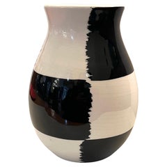 1980's Postmodern Black & White Italian Ceramic Vase by Bitossi