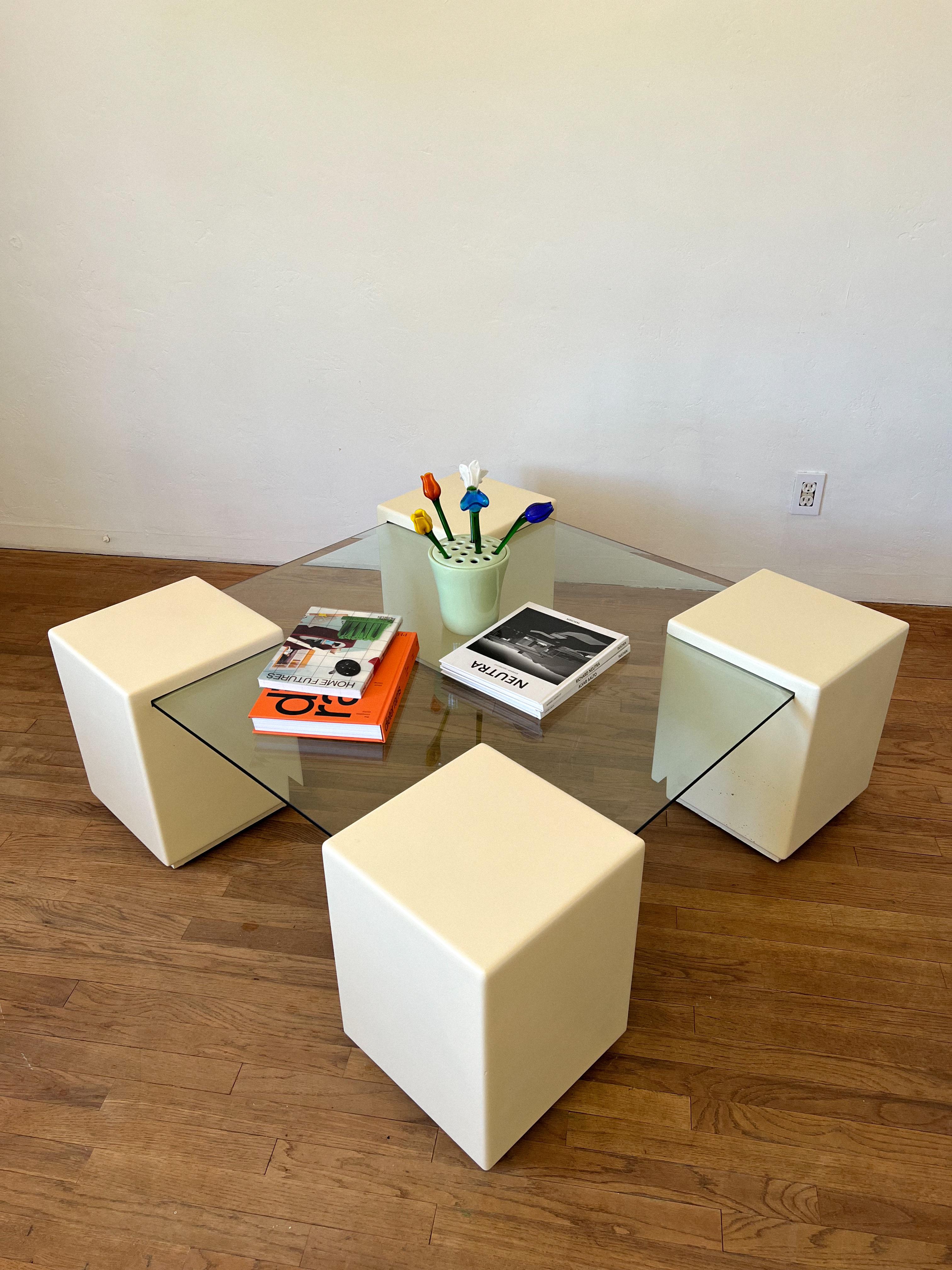 1980s Postmodern Cantilevered Coffee Table For Sale 4