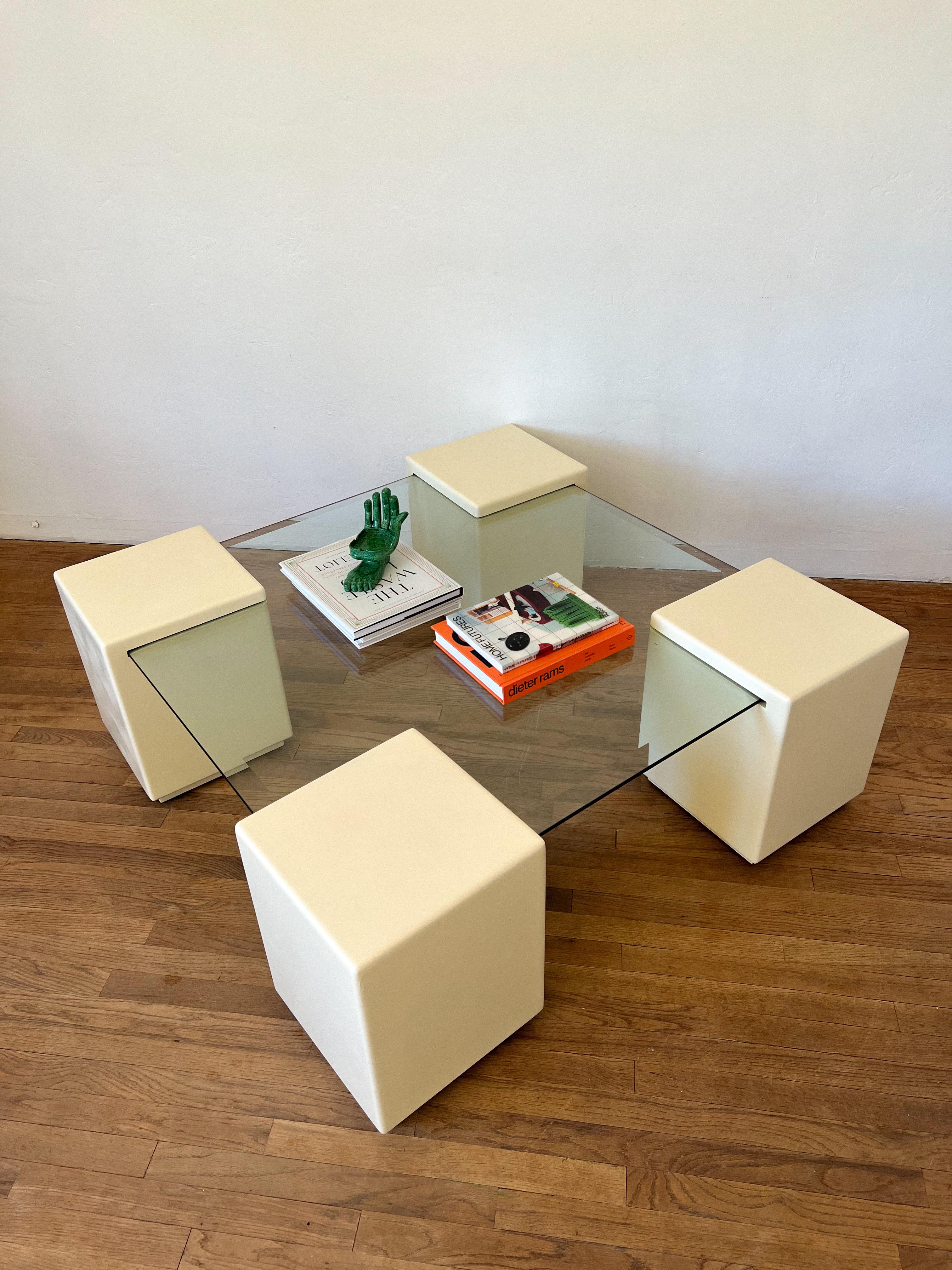 North American 1980s Postmodern Cantilevered Coffee Table For Sale
