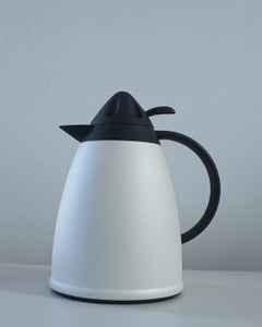 1980s Postmodern Capco White and Black Coffee & Tea Thermos Insulated Carafe