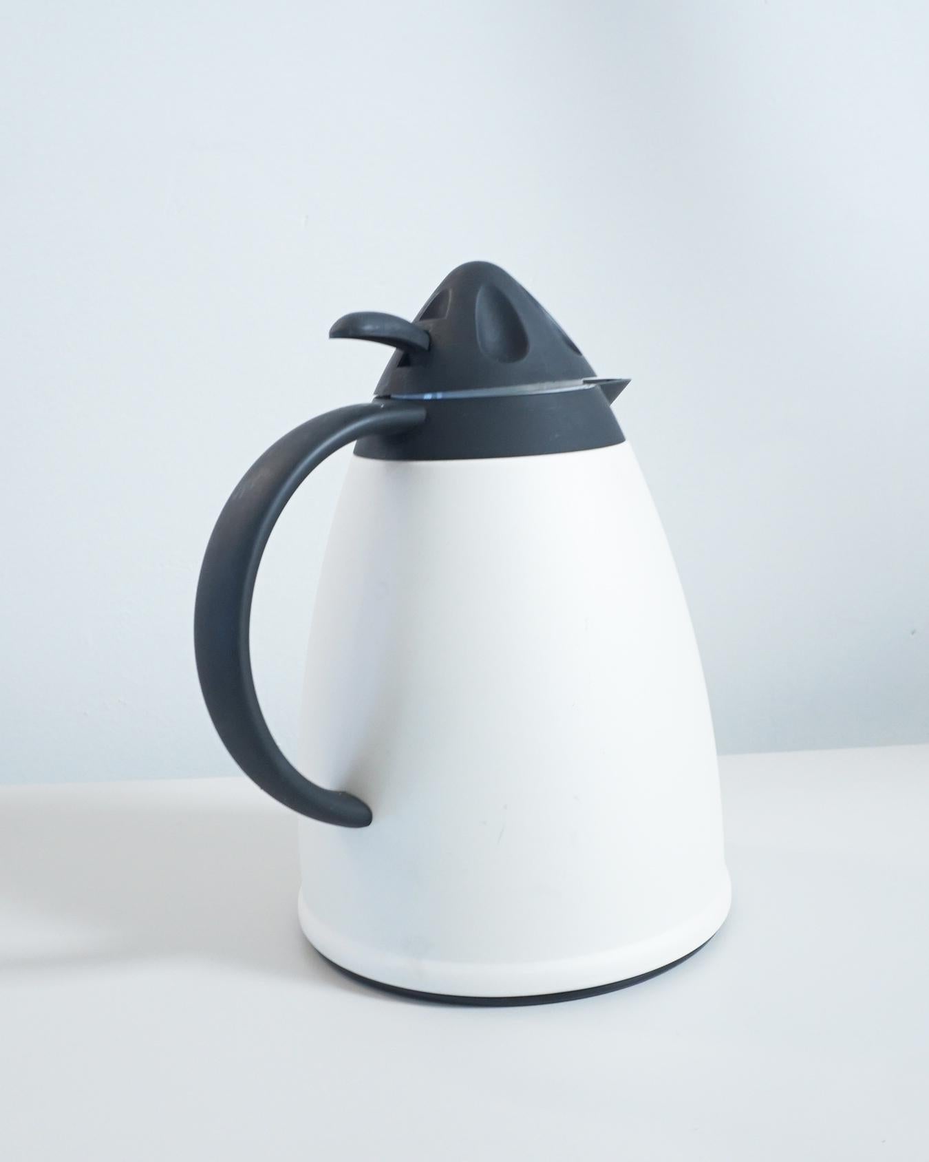 Post-Modern 1980s Postmodern Capco White and Black Coffee & Tea Thermos Insulated Carafe    For Sale