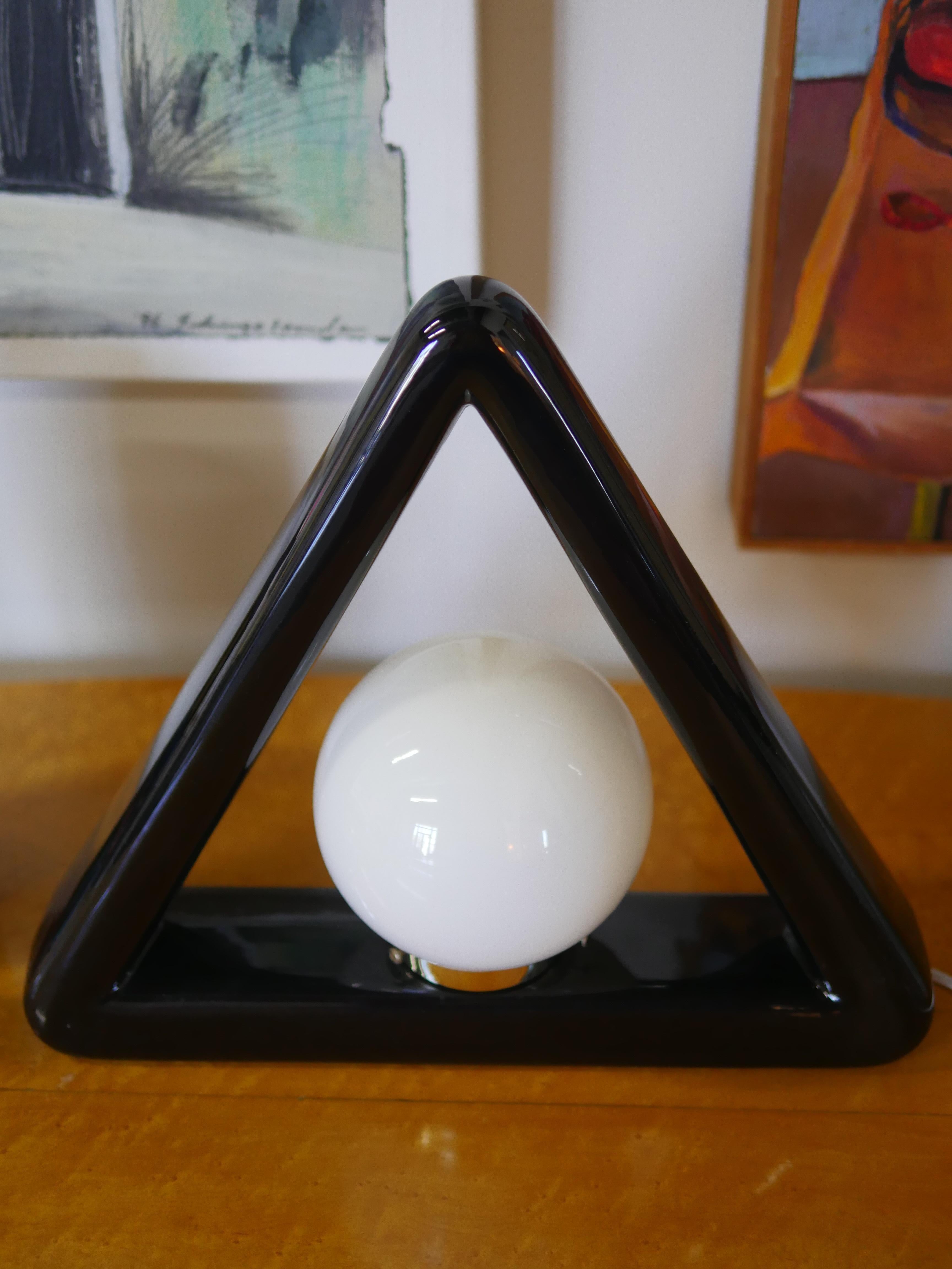 1980s Postmodern Ceramic Geometric Table Lamp 2