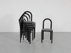 1980s Postmodern Chairs by Samo, Ettore Sottsass Style, Black Enameled Metal