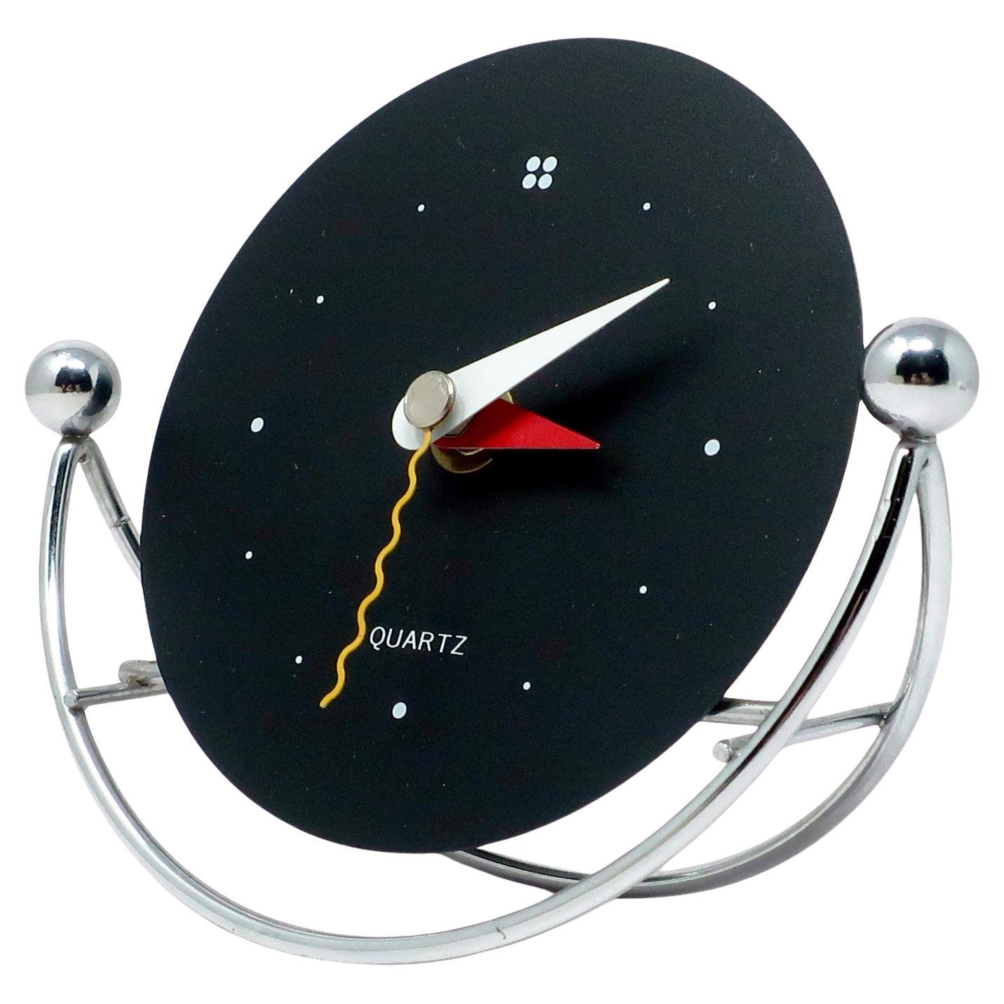 1980s Postmodern Chrome Rocking Desk Clock
