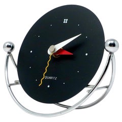 1980s Postmodern Chrome Rocking Desk Clock
