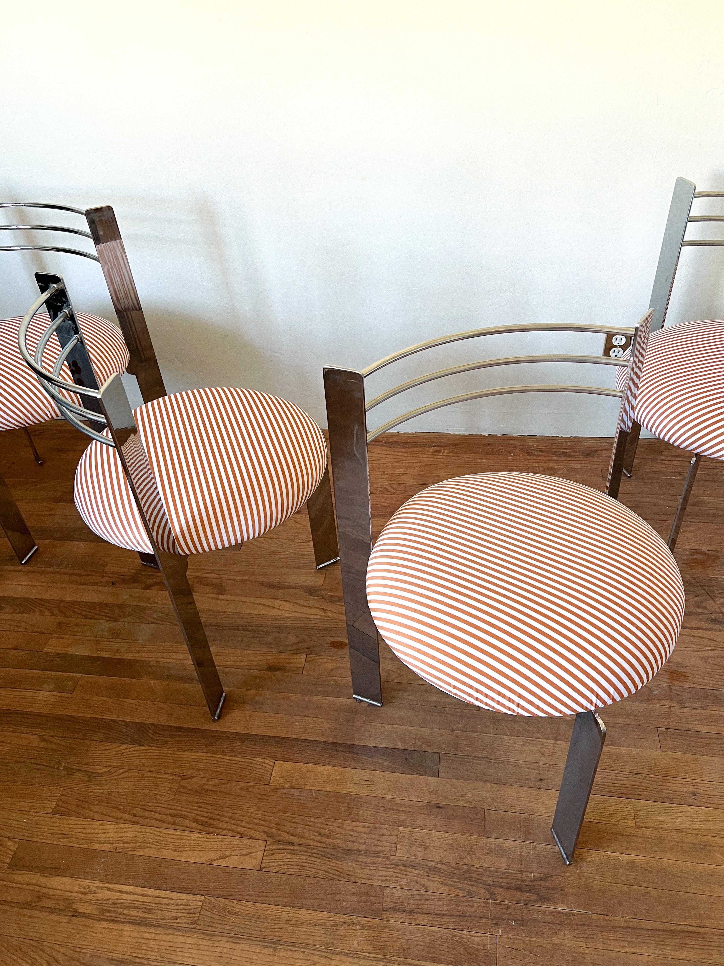 1980s Postmodern Chrome Tripod Dining Chairs- Set of 4 6