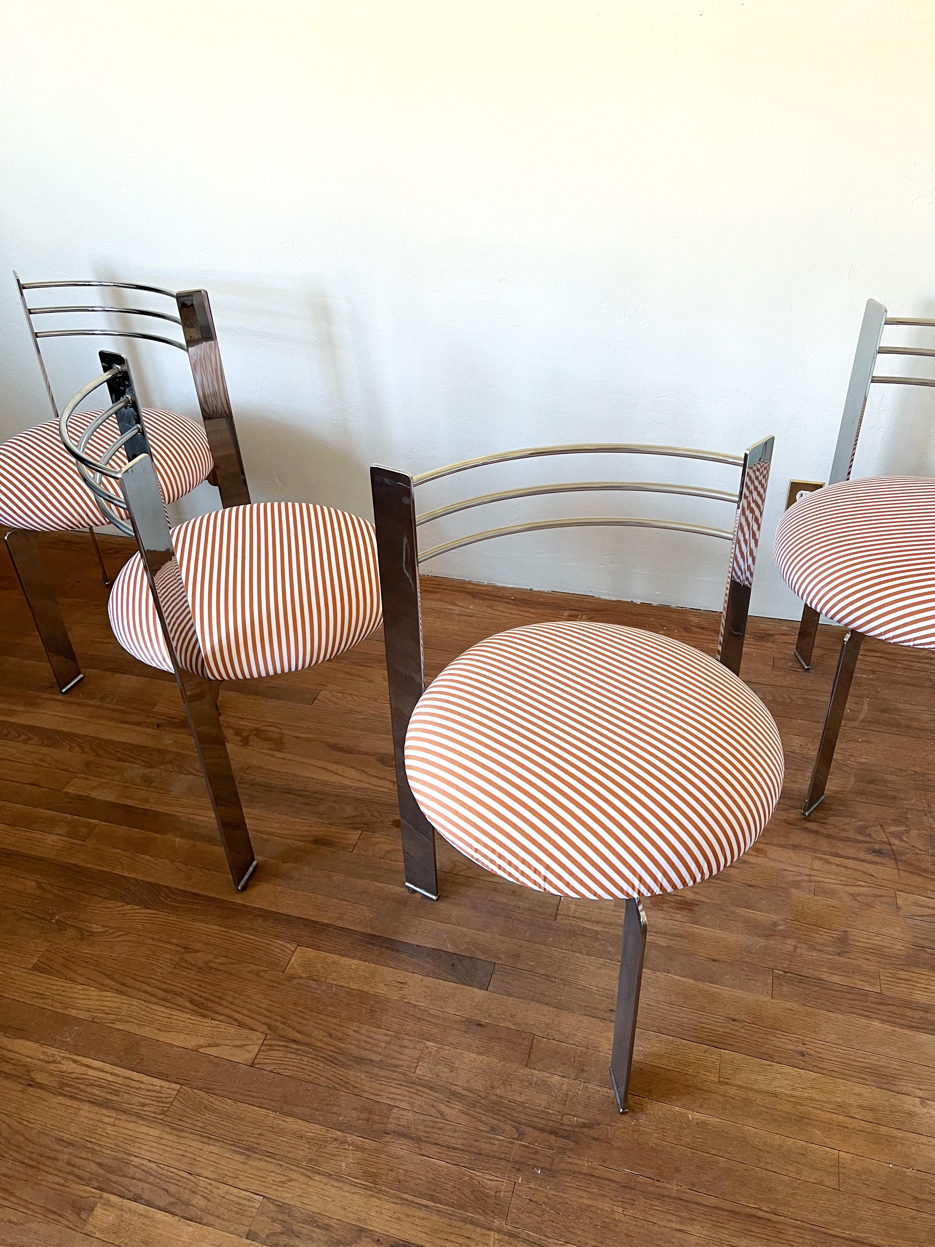 1980s Postmodern Chrome Tripod Dining Chairs- Set of 4 8