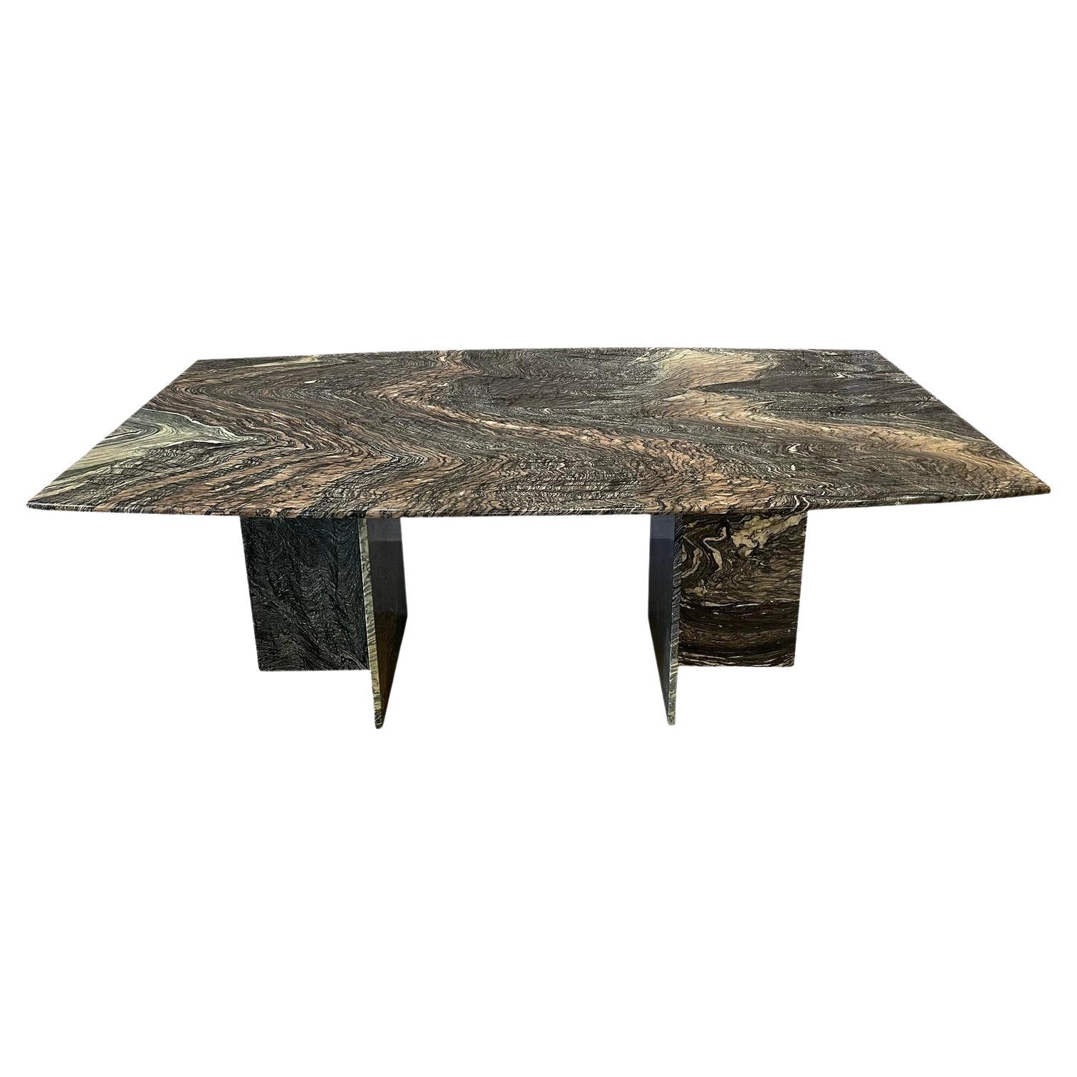 1980s Postmodern Cipollino Ondulato Dining Table For Sale