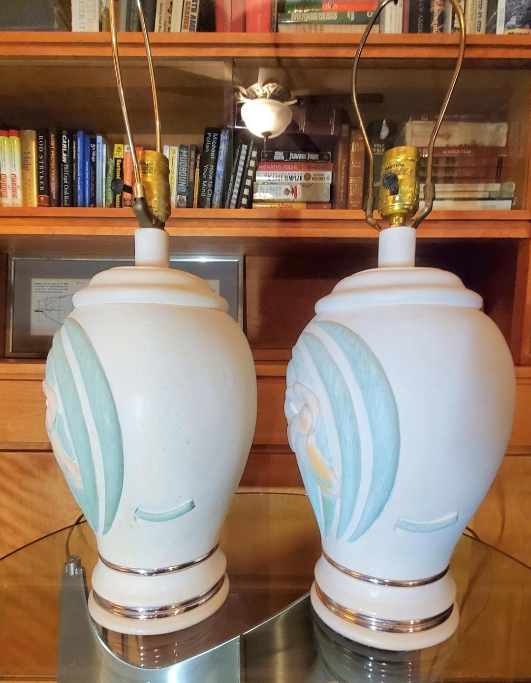 1980s Postmodern Collective Elegance Pastel Ceramic Lamps, a Pair For Sale 3