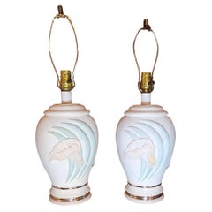 Vintage 1980s Postmodern Collective Elegance Pastel Ceramic Lamps, a Pair