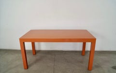 1980's Postmodern Coral Lacquered Parsons Dining Table