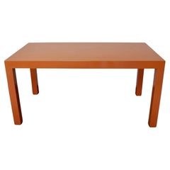 1980's Postmodern Coral Lacquered Parsons Dining Table