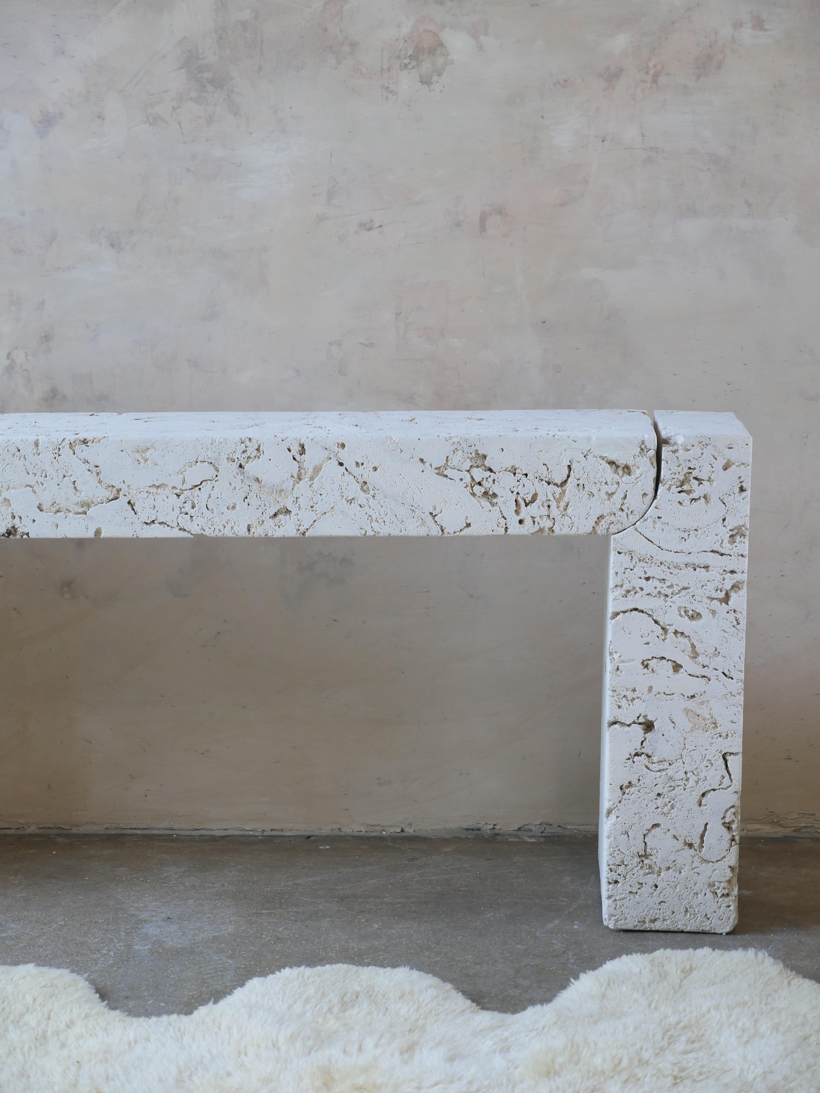 Late 20th Century 1980s Postmodern Coral Stone Console Table 