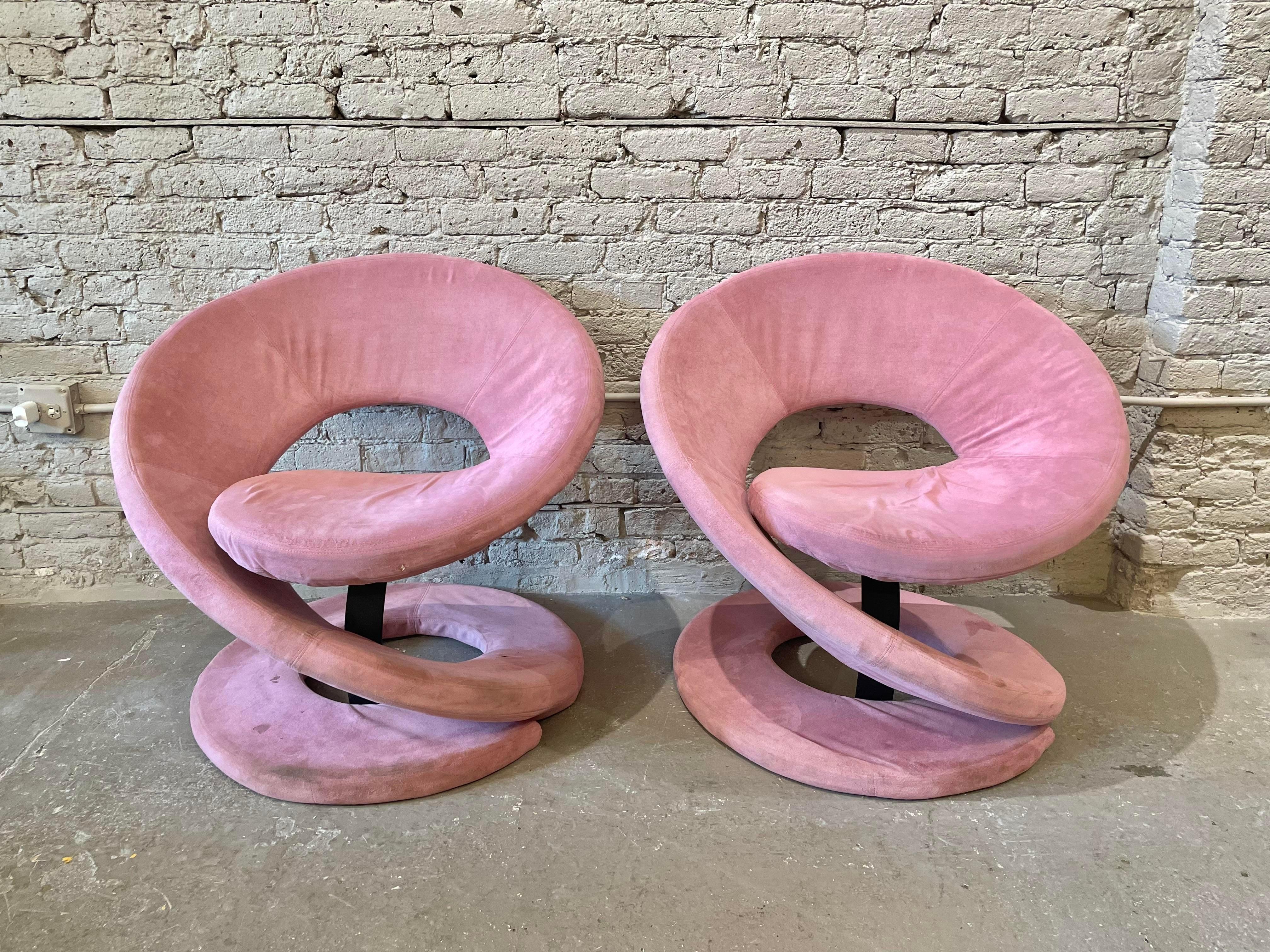 1980s Postmodern Corkscrew Chairs Attributed to Quebec 69 Jaymar - a Pair For Sale 2