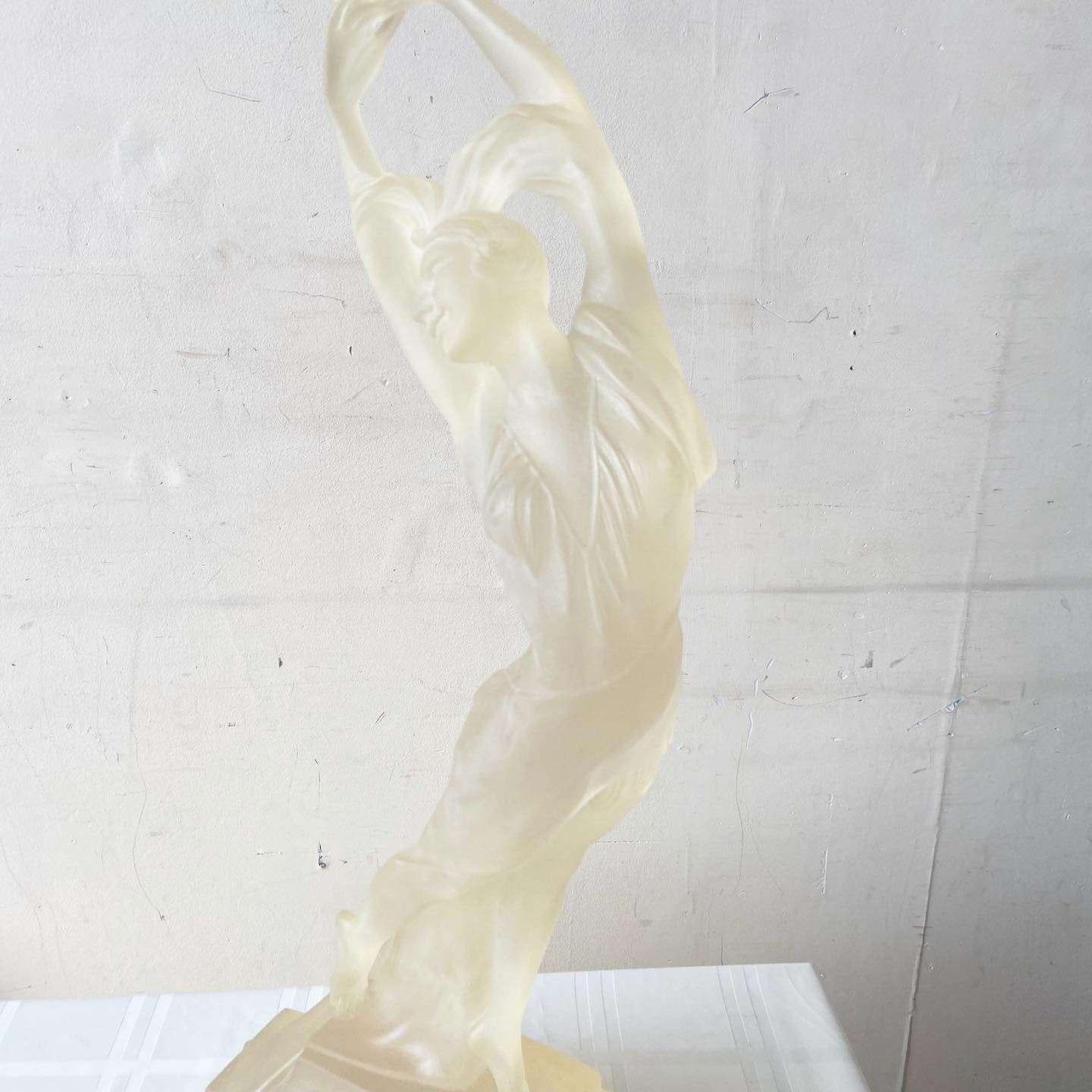 1980s Postmodern Crystallus Frosted Resin Woman Sculpture For Sale 4