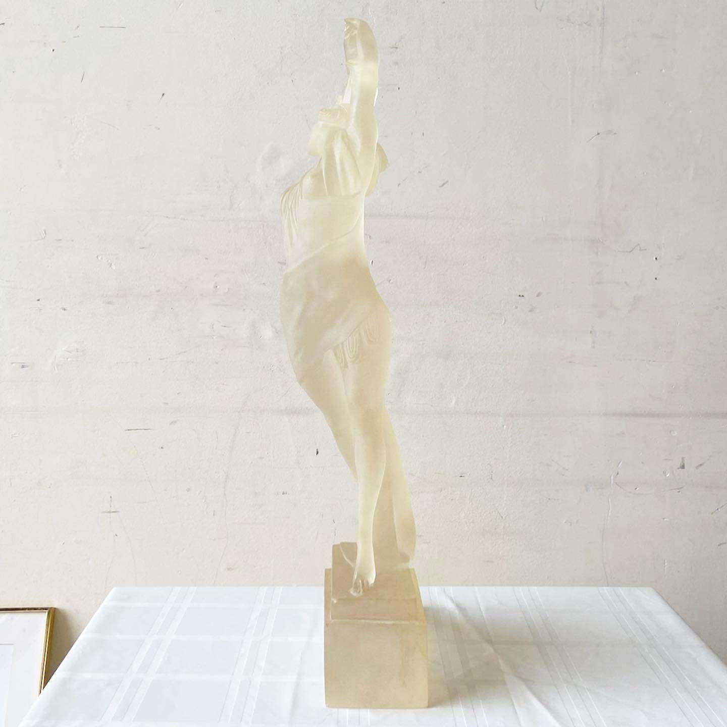 Post-Modern 1980s Postmodern Crystallus Frosted Resin Woman Sculpture For Sale