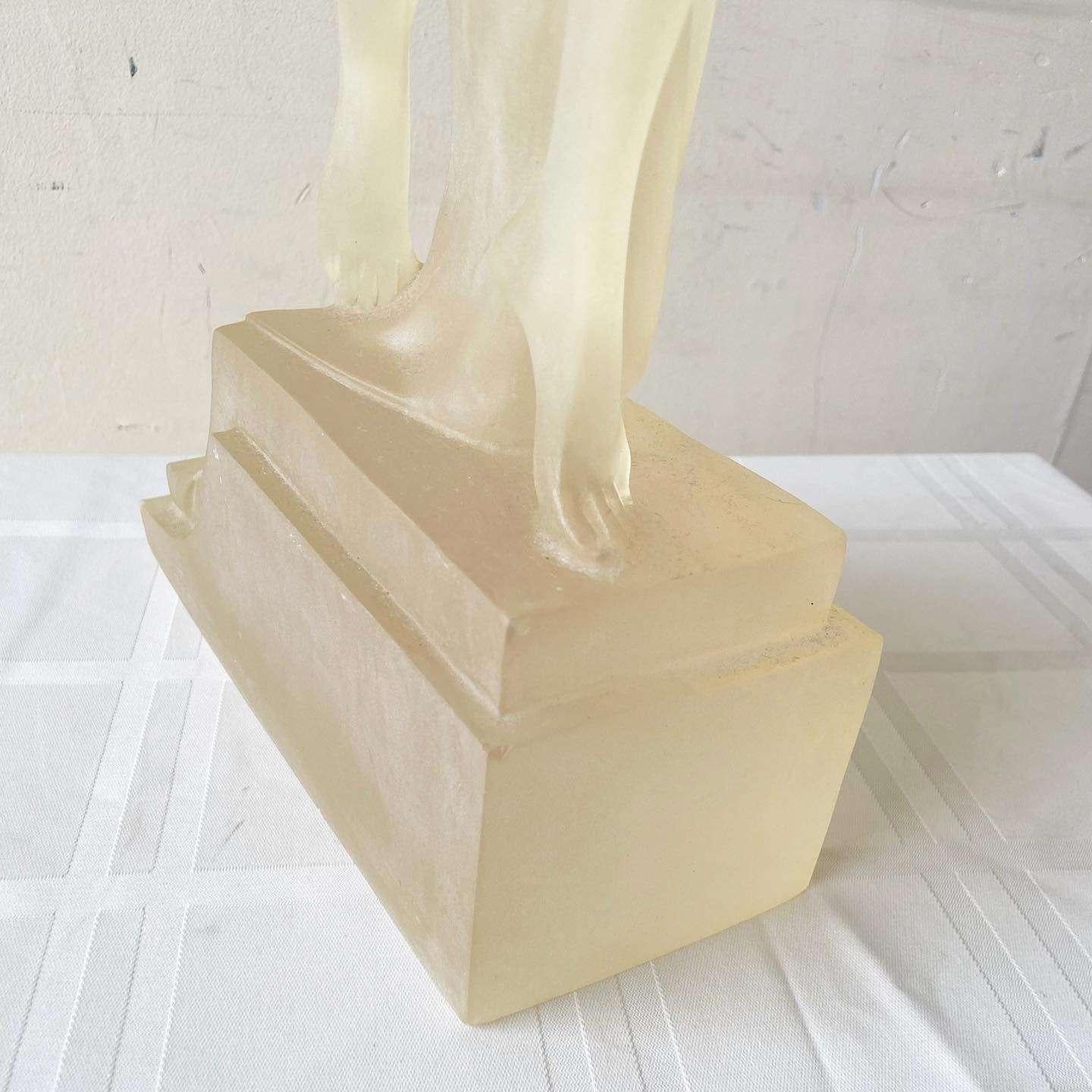1980s Postmodern Crystallus Frosted Resin Woman Sculpture For Sale 1