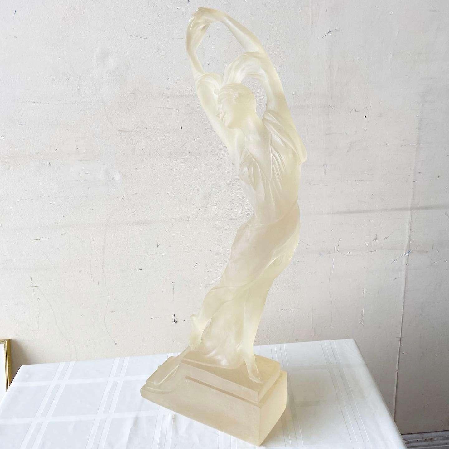 1980s Postmodern Crystallus Frosted Resin Woman Sculpture For Sale 2
